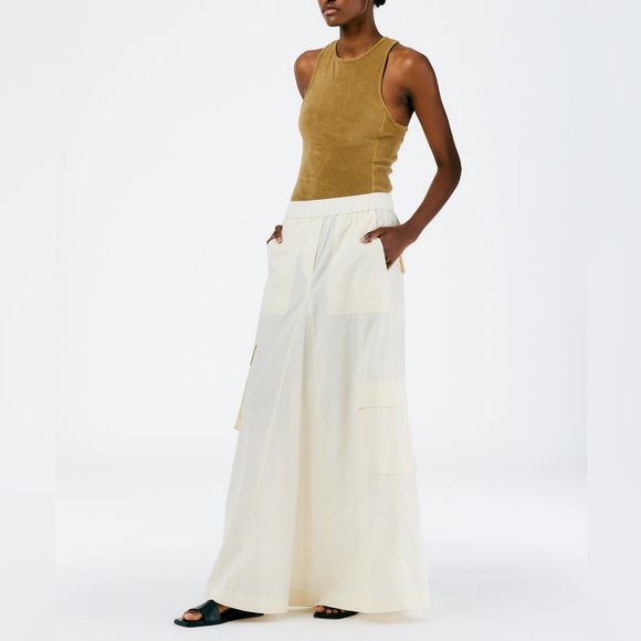 Tibi Summer Terry Crewneck Racerback Bodysuit in Cumin - Picture 7 of 8
